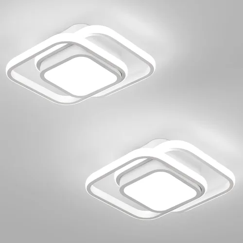 Miniatura 10 de CANEOE Lámpara de Techo Cuadrada para Pasillo, 6000K Blanco Frío Luz de Techo Moderna de Montaje al Ras, Accesorios de Iluminación LED Cromados