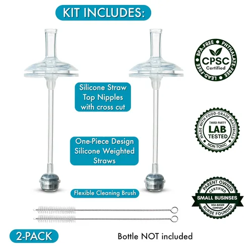 Miniatura 2 de Kit de conversión de vaso con pajita para biberones Nanobébé de silicona flexible, 2 unidades, pezones de silicona suave de grado alimenticio