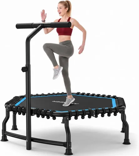 Miniatura 10 de ANCHEER Trampolín de rebote de 50 pulgadas para adultos, mini trampolín plegable 2026 con barra, trampolín de ejercicio para adultos, carga máxima