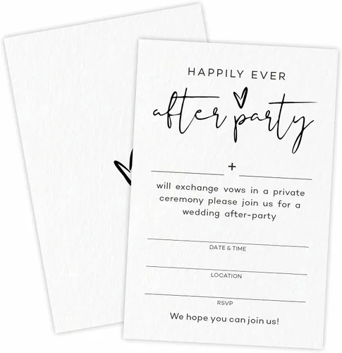 Miniatura 6 de TPYEN Invitaciones de fiesta Happily Ever After, invitación minimalista de fiesta de recepción de boda verde oscuro, celebración para novia y novio