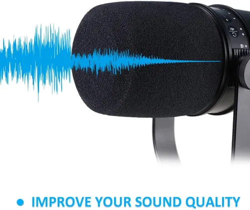 Miniatura 4 de SUNMON Shure MV7 Pop Filter - Cubierta de espuma para parabrisas de micrófono profesional compatible con micrófono Shure MV7 Podcast para minimizar