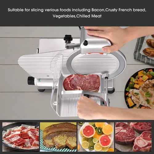 Miniatura 2 de WeChef Cortador de carne comercial de 10 '' 240 W eléctrico Deli Slicer Queso Cortador de alimentos Hoja de acero inoxidable para tienda restaurante