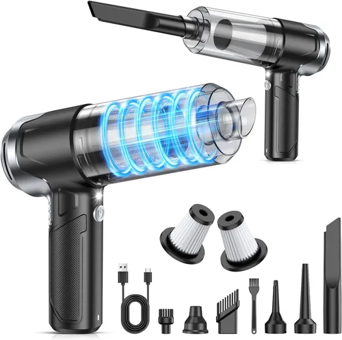 Miniatura 12 de KMM Aspiradora de mano para automóvil, aspiradora de 10000 PA y plumero de aire, aspiradora de alta potencia de 120 W, portátil, inalámbrico