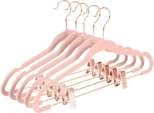 Miniatura 12 de MIZGI - Perchas premium de terciopelo negro para pantalones con clips ajustables (paquete de 20) Perchas delgadas para faldas - Perchas