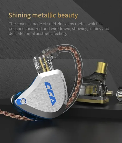 Miniatura 6 de FEDAI CCA C12 Auriculares intrauditivos híbridos, IEM 5BA+1DD Auriculares intrauditivos, carcasa de aleación de zinc+auriculares con cable de resina