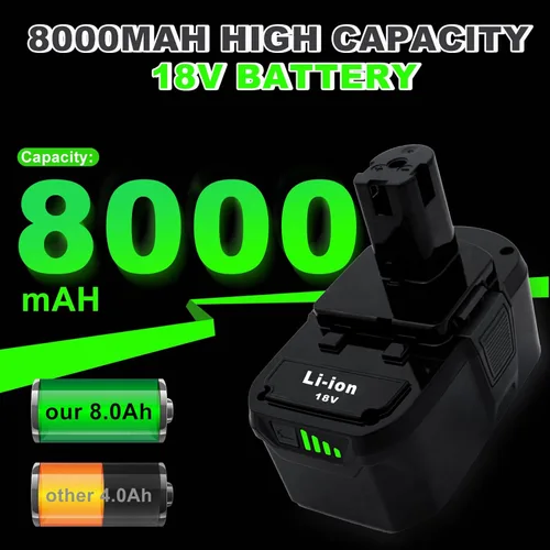 Miniatura 4 de Repuesto de alta capacidad de 8000 mAh para batería Ryobi de 18 V P108 P104 P105 P102 P103 P122 P109 Li-ION compatible con Ryobi 18V ONE+ System