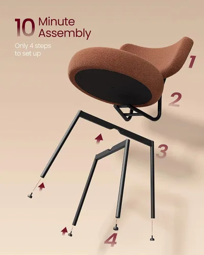 Miniatura 6 de VASAGLE Juego de 2 sillas de comedor de bouclé, sillas tapizadas para cocina y sala de estar con respaldo curvo y estructura de acero, modernas