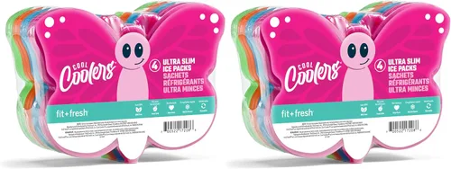 Miniatura 13 de Fit & Fresh Cool Coolers - bolsas de hielo delgadas para loncheras, bolsas y hieleras, formas acuáticas para niños Mariposa (4 unidades)
