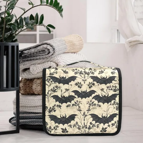 Miniatura 3 de MNSRUU Neceser colgante con diseño de calavera y girasol, bolsa de maquillaje de viaje para artículos de tocador, organizador de artículos