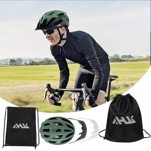 Miniatura 8 de Casco de bicicleta de carretera para adultos jóvenes, casco de bicicleta de montaña ajustable para hombres y mujeres con visera desmontable, 2 Verde