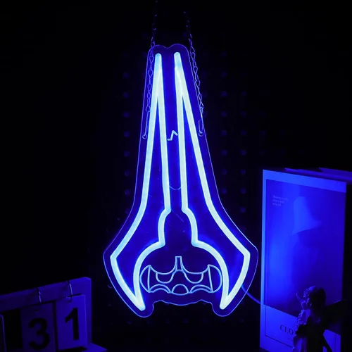 Letrero de neón con hoja de energía de ciencia ficción, decoración de pared de luz de neón de doble hoja, lámpara de neón alimentada por USB para