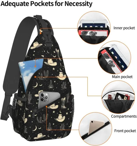 Miniatura 4 de Small Crossbody Bags for Women Men - Vintage Western Cowboy 1 Print Adjustable Shoulder Bag Fanny Packs Belt Sling Bag Crossbody Purses Backpack for