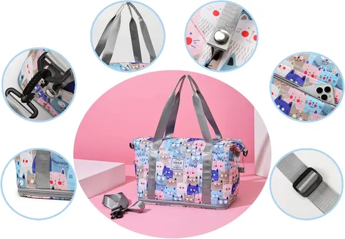 Miniatura 6 de Bolsa de viaje expandible, bolsa de viaje para el fin de semana, bolsa de gimnasio para mujer
