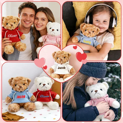 Miniatura 5 de Oso de peluche personalizado con texto de nombre, osos personalizados de 11.8/15/19.7, regalos de cumpleaños personalizados para el día de la madre