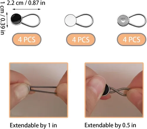 Miniatura 3 de 12 extensores invisibles de cuello de camisa de 0.8 pulgadas, extensores de botón de cuello ajustables para camisas de vestir, trajes, pantalones