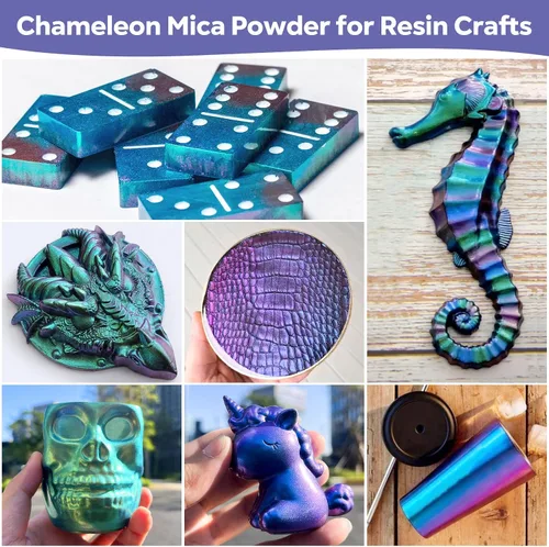 Miniatura 2 de CHEAPART Polvo de mica camaleón, 8 colores, pigmento metálico de resina epoxi, pigmento de resina epoxi, polvo de mica holográfica de grado