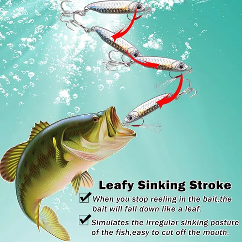 Miniatura 3 de 4 señuelos de pesca, cucharas de pesca, con forma especial, de metal duro, lentejuelas, anzuelos de pesca, anzuelos de pesca para amantes