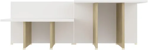 Miniatura 6 de Juego de 2 mesas auxiliares de madera de roble blanco y Sonoma, mesa auxiliar para sala de estar, hogar, oficina, 43.9 x 19.7 x 13 pulgadas