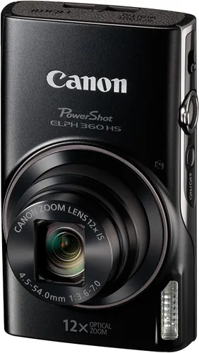 Canon PowerShot ELPH 360 Cámara digital con zoom óptico 12x y estabilización de imagen - Wi-Fi y NFC habilitados (negro)