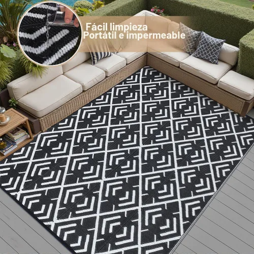 Miniatura 5 de HUGEAR Alfombra para RV Exterior Tapete Impermeable Alfombras para Exteriores 9'x12' para Patios Liquidación Alfombra Exterior Alfombras de Camping