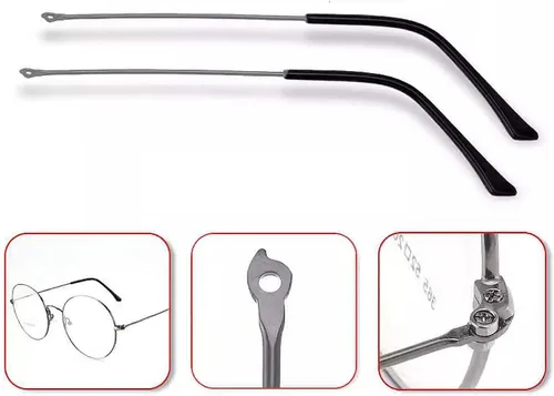 Miniatura 3 de 1 par de brazos de marco de metal para patillas de repuesto para gafas, gris