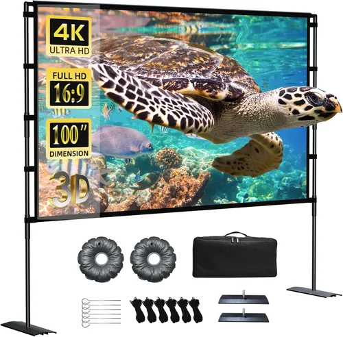 Miniatura 9 de Pantalla de proyector de alta resistencia, pantalla de proyección portátil de 120 pulgadas, pantalla de proyección frontal 4K HD 16:9, pantalla
