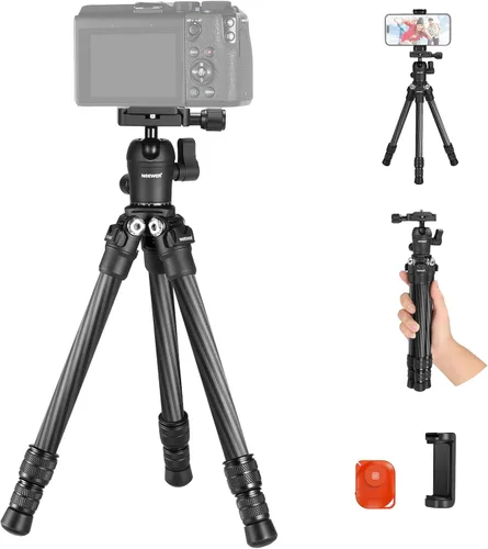 Miniatura 8 de NEEWER Mini trípode de escritorio de fibra de carbono para cámara, trípode de viaje portátil de mesa con cabezal de fluido de video, placa QR