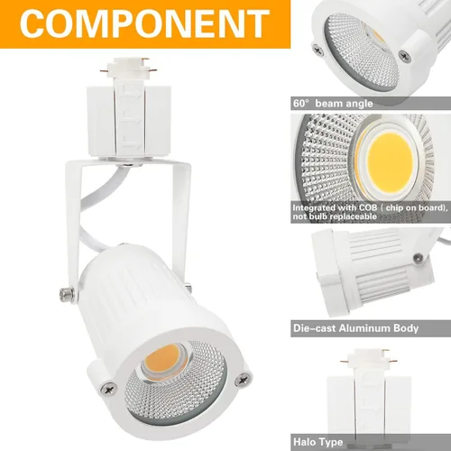 Miniatura 8 de Cabezales de iluminación de pista de 12 W, cabezales de luz de riel H para iluminación de acento, tareas, obras de arte, hogar, luces de pista Blanco