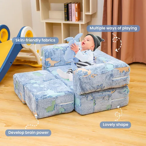 Miniatura 8 de furlinkhm Sofá para Niños Pequeños, Sofá de Juego para Niños con Iluminación en la Oscuridad, Sofá Plegable para Niños Pequeños, Sofá Plegable