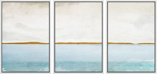 Miniatura 140 de SIGNWIN Lienzo enmarcado para pared, juego de arte abstracto de serenidad costera, ilustraciones abstractas junto al mar, arte moderno, decorativo