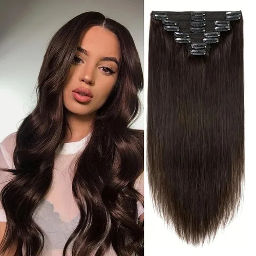 Miniatura 9 de 8Pcs Clip in Hair Extensions Real Human Hair, 140G 18 Inch Ash Blonde Mix Bleach Blonde 18P613