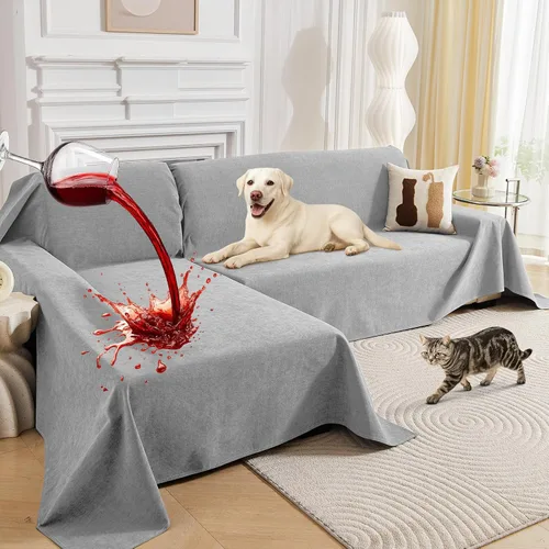 Miniatura 10 de Deep Dream Fundas para sofá modular, 2 piezas, 100% impermeable, funda de sofá en forma de L, funda de sofá antideslizante para perros y gatos