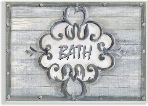 Stupell Industries The Stupell Home Decor Collection - Tablero de cuentas grises con placa de desplazamiento para baño, placa artística de pared, 15