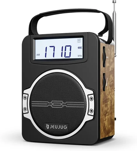 JEUJUG Radio Portátil AM FM Radios Digitales Reloj con Bluetooth 5 Watts Altavoz Fuerte Radios Recargables AM FM Enchufe de Pared Operadas por
