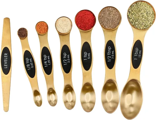 Juego de cucharas medidoras magnéticas de acero inoxidable con nivelador, cucharada de metal apilable para hornear, tazas medidoras y cucharas,