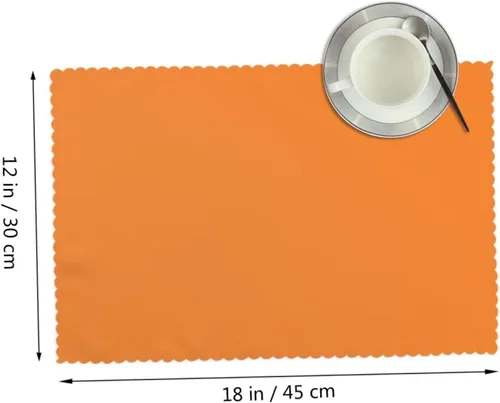 Miniatura 2 de Rectangular Placemats Set of 4, Heat Resistant Beauty Burnt Orange Printed Kitchen Dining Table Mats