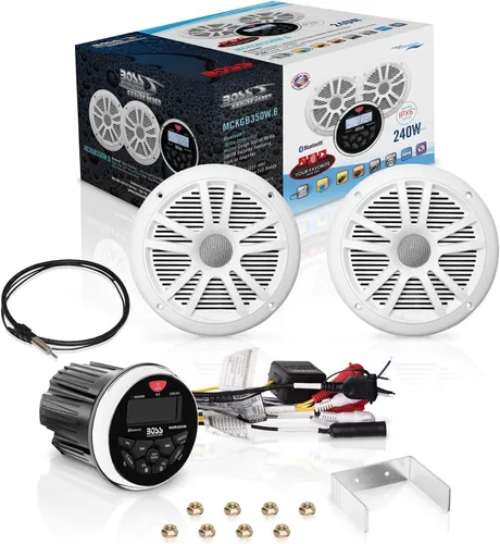 Miniatura 6 de BOSS Audio Systems MCKGB350W.6 - Paquete de receptor y altavoz resistente a la intemperie para uso marítimo - Receptor IPX6, altavoces de 6.5