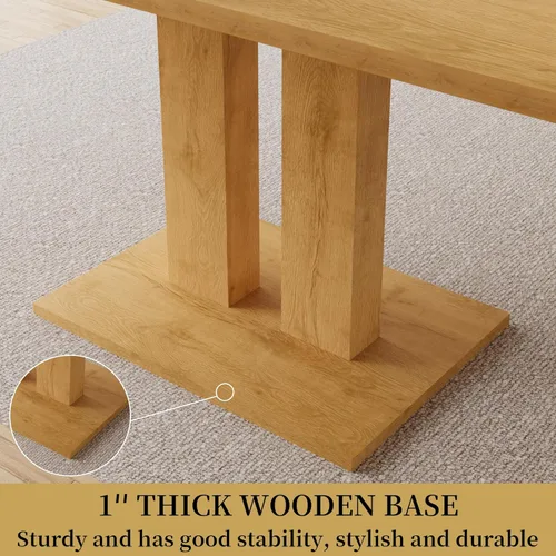 Miniatura 6 de HIPIHOM Mesa de comedor moderna de 46 pulgadas, mesa de cocina rectangular con acabado de roble, mesa de comedor compacta para 4, construcción Mesa