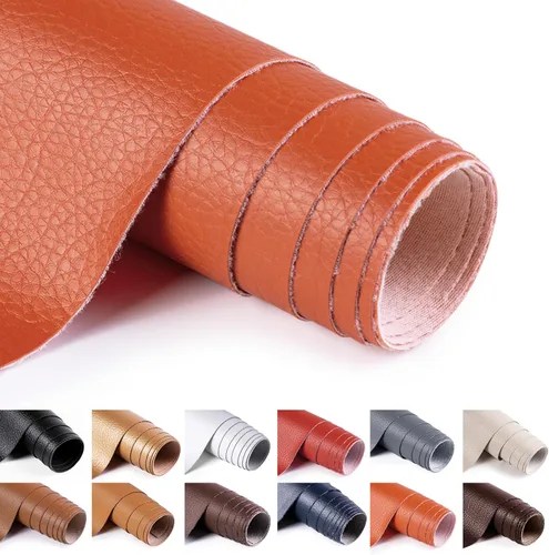 Miniatura 25 de ANMINY Tela de cuero sintético de vinilo de 54" de ancho para tapicería por yarda de 0.7MM de espesor, cuero PU suave para exteriores