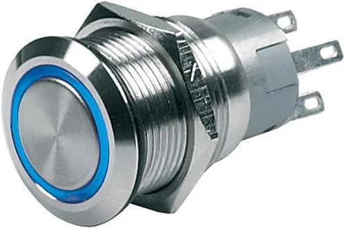 BEP Interruptor de botón pulsador de 12 V con cierre de encendido/apagado - LED azul