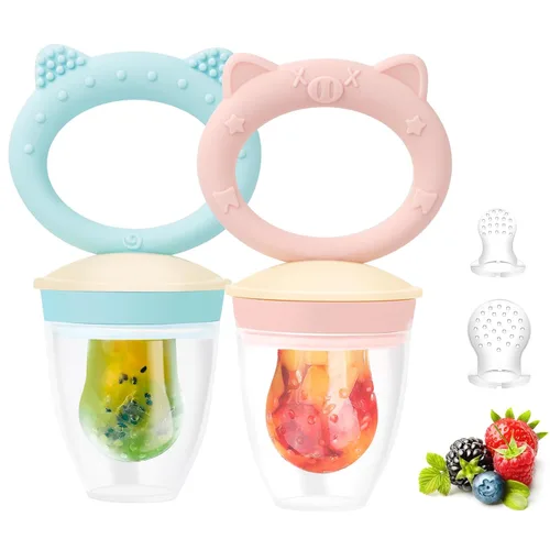 Miniatura 14 de Chupón alimentador de sólidos/frutas congeladas para bebés, juguete mordedor infantil 4M+, bolsa de silicona sin BPA y pezón, introduce sólidos
