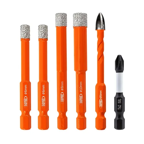 Miniatura 9 de BGTEC Juego de brocas de diamante 6 piezas - 5 mm*2+6 mm*2+8 mm con punta de destornillador PH2 para azulejos de porcelana, mármol, granito