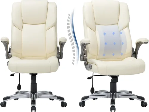 Miniatura 16 de COLAMY Silla Ergonómica de Oficina Ejecutiva con Cuero Sintético Grueso, Reposabrazos Abatibles, Respaldo Alto Ajustable en Altura e Inclinación