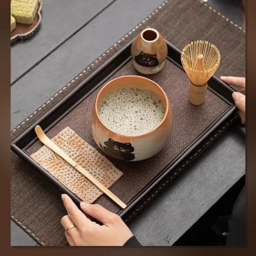Miniatura 4 de Juego de batidor de matcha, juego de 4 piezas para ceremonia de matcha con batidor de matcha, cuchara de bambú de matcha, soporte para batidor