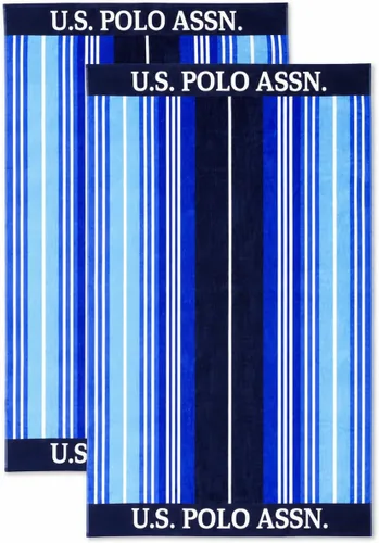 Miniatura 39 de U.S. Polo Assn. Toalla de playa de gran tamaño (40 x 70 pulgadas), diseño náutico a rayas, de lujo, algodón de felpa de calidad de hotel para baño