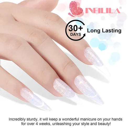 Miniatura 7 de NXJ INFILILA Gel de uñas de polietileno con purpurina, colores azul bebé, extensión de gel de poliéster para mejorar las uñas, engrosamiento