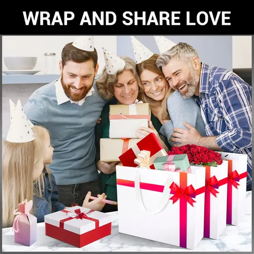 Miniatura 6 de EUSOAR Bolsas de regalo blancas, 20 bolsas de papel de regalo de 12.5 x 4.5 x 11 pulgadas, bolsas de papel de negocios azules, bolsas de recuerdos
