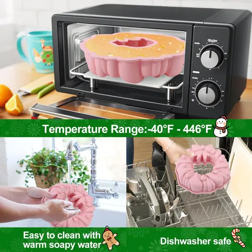 Miniatura 6 de Palksky Moldes de silicona con forma de lazo de 9.5 pulgadas, antiadherentes, perfectos para pasteles de Navidad y cumpleaños Rosa