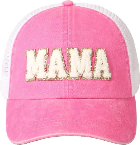 MIRMARU Gorras de béisbol para mujer, diseño vintage envejecido, algodón lavado, perfil bajo, malla bordada, gorra de camionero