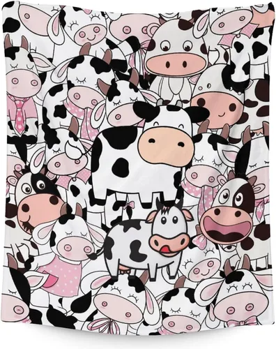 Miniatura 26 de Manta de vaca para niñas pequeñas, tamaño de regazo de 30 x 40 pulgadas, manta de felpa suave y peluda para regalo, manta negra linda para cama, sofá